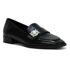 NYDJ Black Leather Tracee Loafers with Embellishment Size 8.5